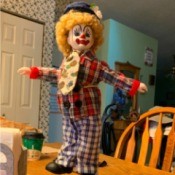 Information on a Brinns Clown Doll - clown doll on a stand