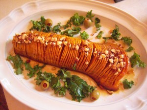 Honey Glazed Butternut Squash on serving tray