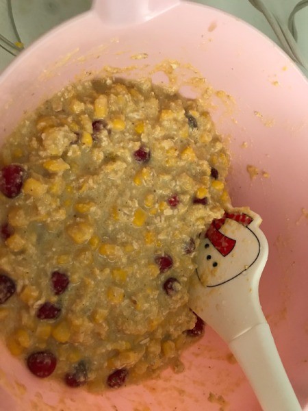 adding corn & cranberries