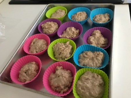 Whole Wheat Muffins batter in baking cups