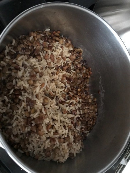 Lentils and Rice cooked in pan