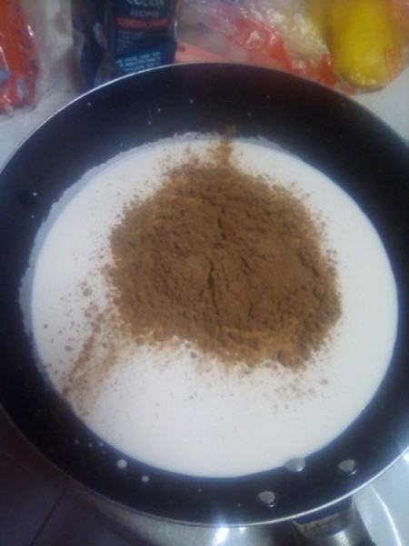 cocoa powder added to frosting