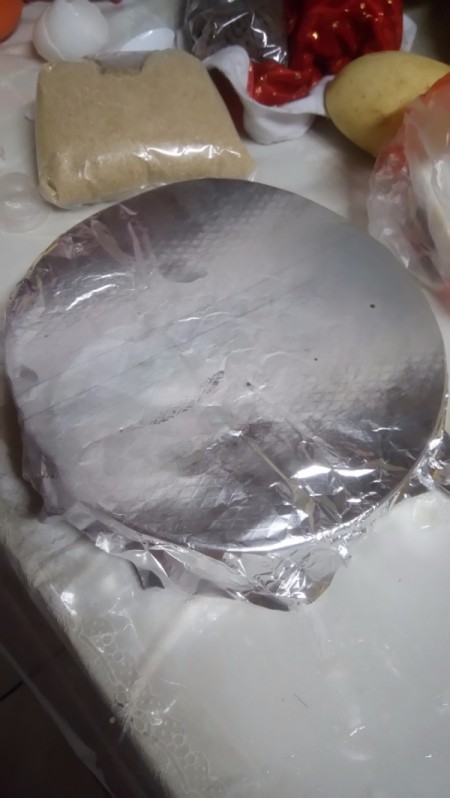 Cake covered with foil