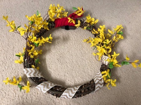 Chinese New Year Wreath - ribbon wrapped around open area of the wreath