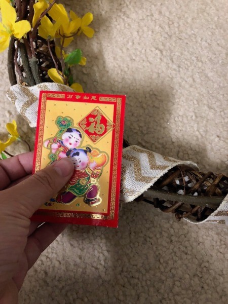 Chinese New Year Wreath - attach lucky red envelopes