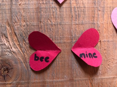 "Bee Mine" Clothespin Craft - write "bee mine" on the wings under the fold