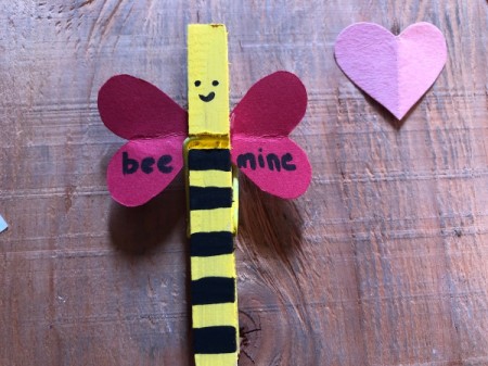 "Bee Mine" Clothespin Craft - repeat on the other side