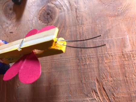 "Bee Mine" Clothespin Craft - attach the antennae with a blob of glue behind the head