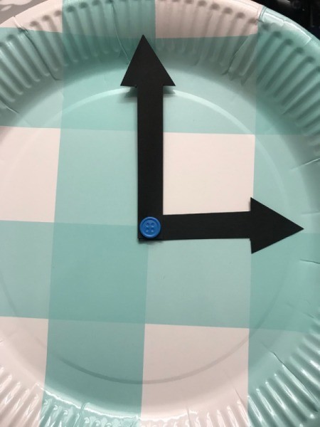 Paper Plate Clock - hands attached to the plate