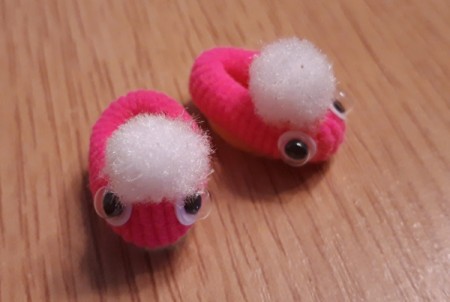 Teeny Tiny Dolly Slippers - two pink tiny doll slippers