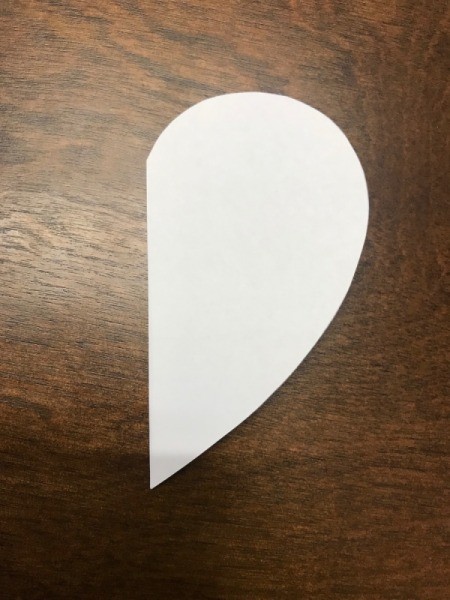 Valentine's Day Paper Craft Card - folded white paper heart template