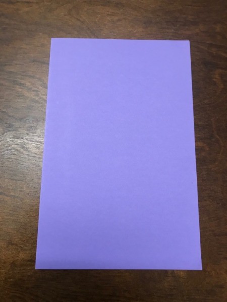 Valentine's Day Paper Craft Card - purple paper folded in half