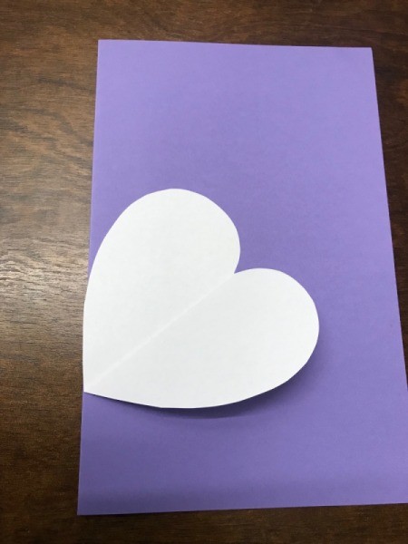 Valentine's Day Paper Craft Card - place the heart template on the fold