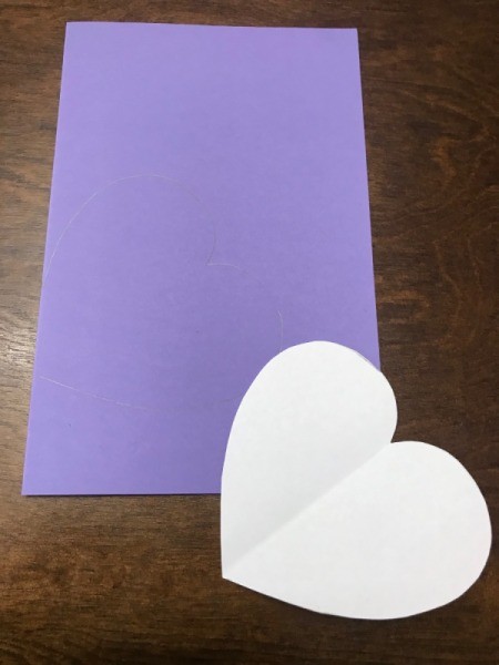 Valentine's Day Paper Craft Card - trace around the template and cut it out