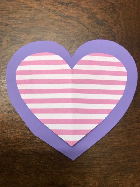 Valentine's Day Paper Craft Card - smaller heart on top of the first one