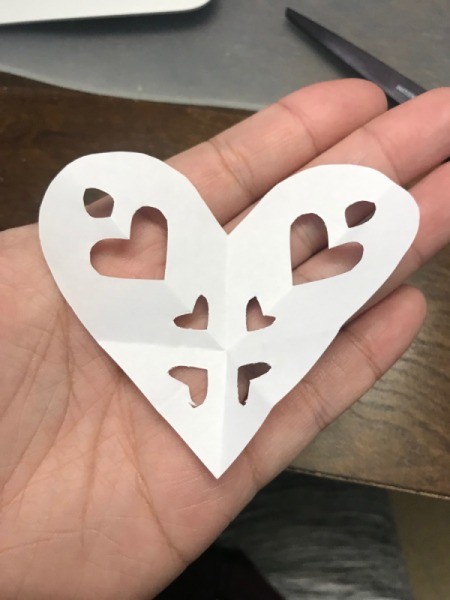 Valentine's Day Paper Craft Card - unfolded