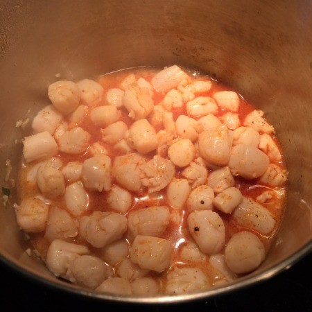 Chili Sauce added to Scallops