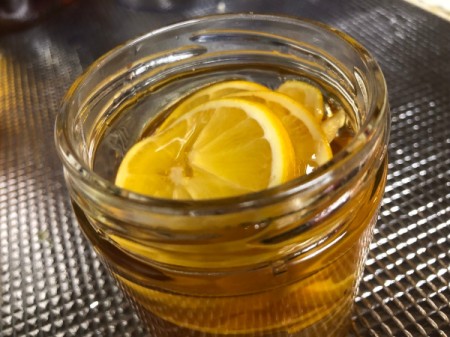 stack of lemon slices in tea