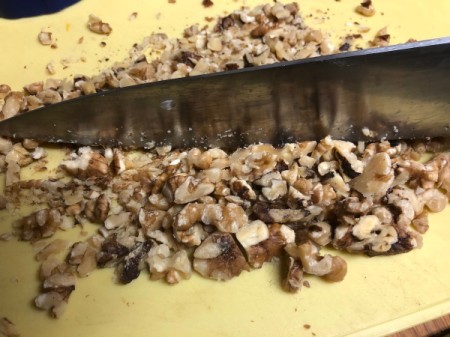 chopping walnuts