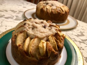 Apple Walnut Cognac Cake on plate