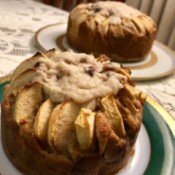 Apple Walnut Cognac Cake on plate