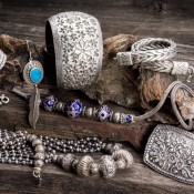 array of silver jewelry