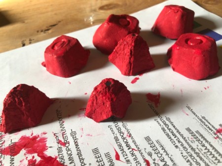 Egg Carton Magic Mushrooms - paint the caps red and allow to dry