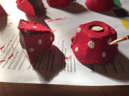 Egg Carton Magic Mushrooms - add white spots and allow to dry