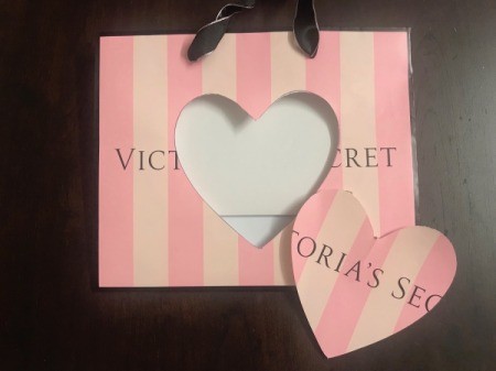 Repurpose Victoria's Secret Shopping Bag for Valentine's Day - cut out the heart shape with your craft knife
