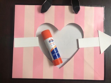 Repurpose Victoria's Secret Shopping Bag for Valentine's Day - finalize position and glue down