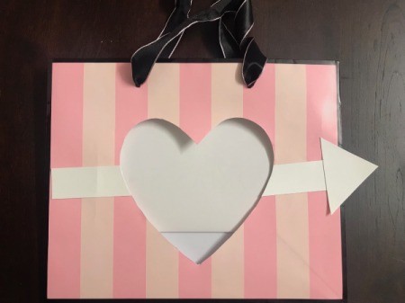 Repurpose Victoria's Secret Shopping Bag for Valentine's Day - finished arrow decoration