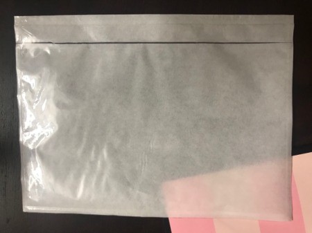 Repurpose Victoria's Secret Shopping Bag for Valentine's Day - recycled plastic shipping label pouch