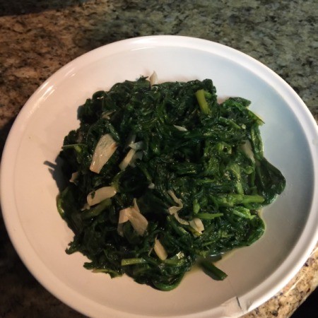 cooked greens in bowl