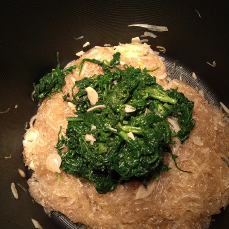 greens added to Glass Noodles