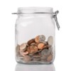 A jar of change being saved.