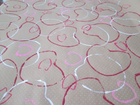 Recycled Paper Rolls as Heart Stamps - multi colored hearts