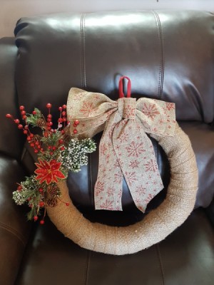 Name Ideas for a Wreath Making Company - fabric wrapped foam Christmas wreath