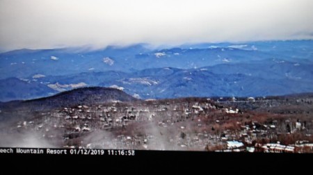 A Beech Mountain ski cam showing a relatively snow free mountain.