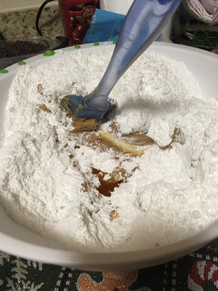 mixing Peanut Butter Ball batter