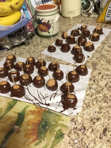 Peanut Butter Balls on parchment paper
