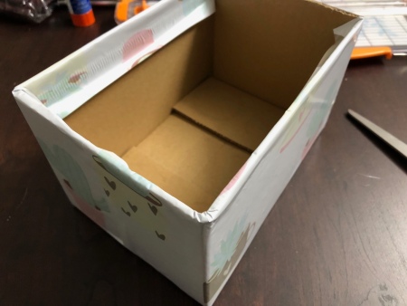 Recycled Cardboard Box Valentine's Day Mailbox - wrapped box