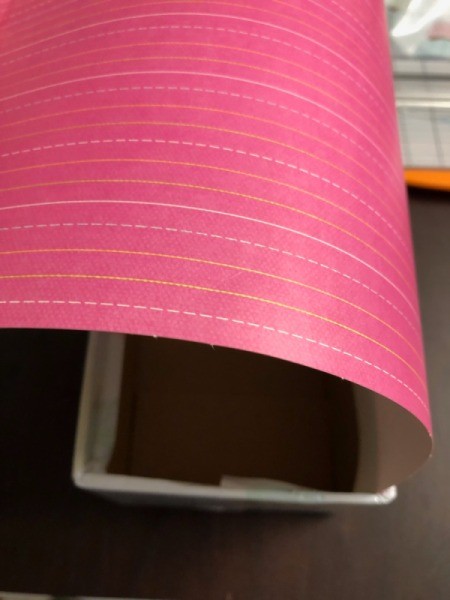 Recycled Cardboard Box Valentine's Day Mailbox - measure the length of the box and cut scrapbook paper to fit