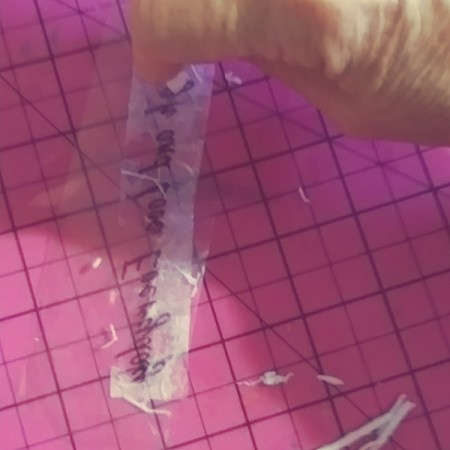 Transfer Labels with Clear Packing Tape - removing the last of the paper from the tape