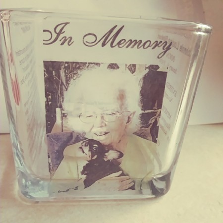 Transfer Labels with Clear Packing Tape - example of method used to add text to glass