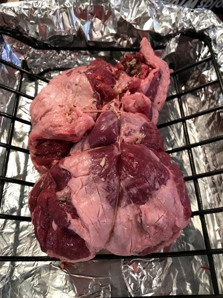 tying up Lamb Roast