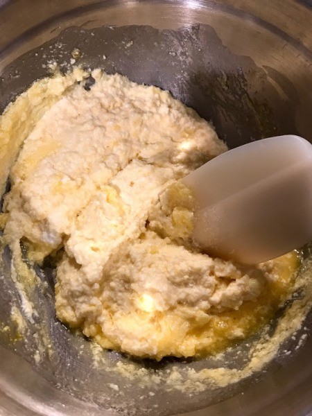 mixing butter in batter