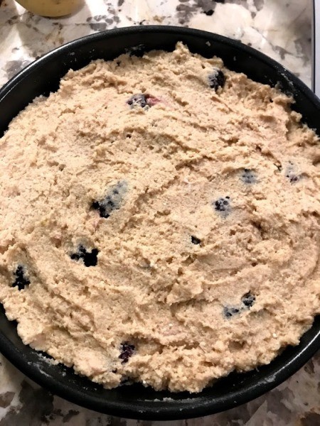 batter in cake pan