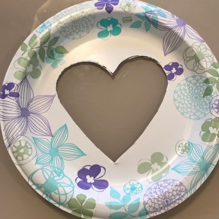 Heart Paper Plate Sewing Craft - cut it out