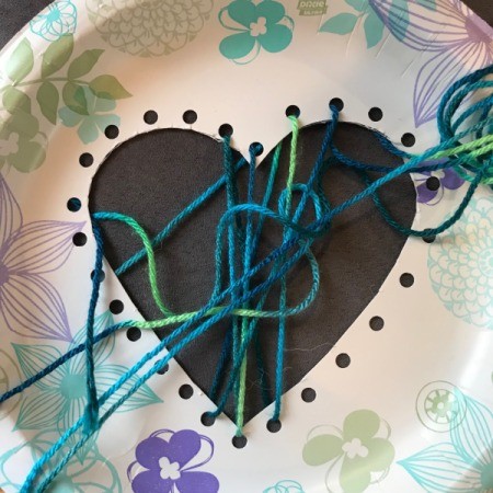 Heart Paper Plate Sewing Craft