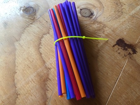 Drinking Straw Starbursts - zip tie the bundle of straws loosely